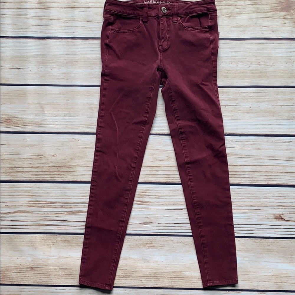 Maroon skinny jegging